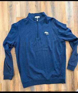 Peter Millar Torrey Pines Golf Quarter-Zip Pullover Navy Blue Size L